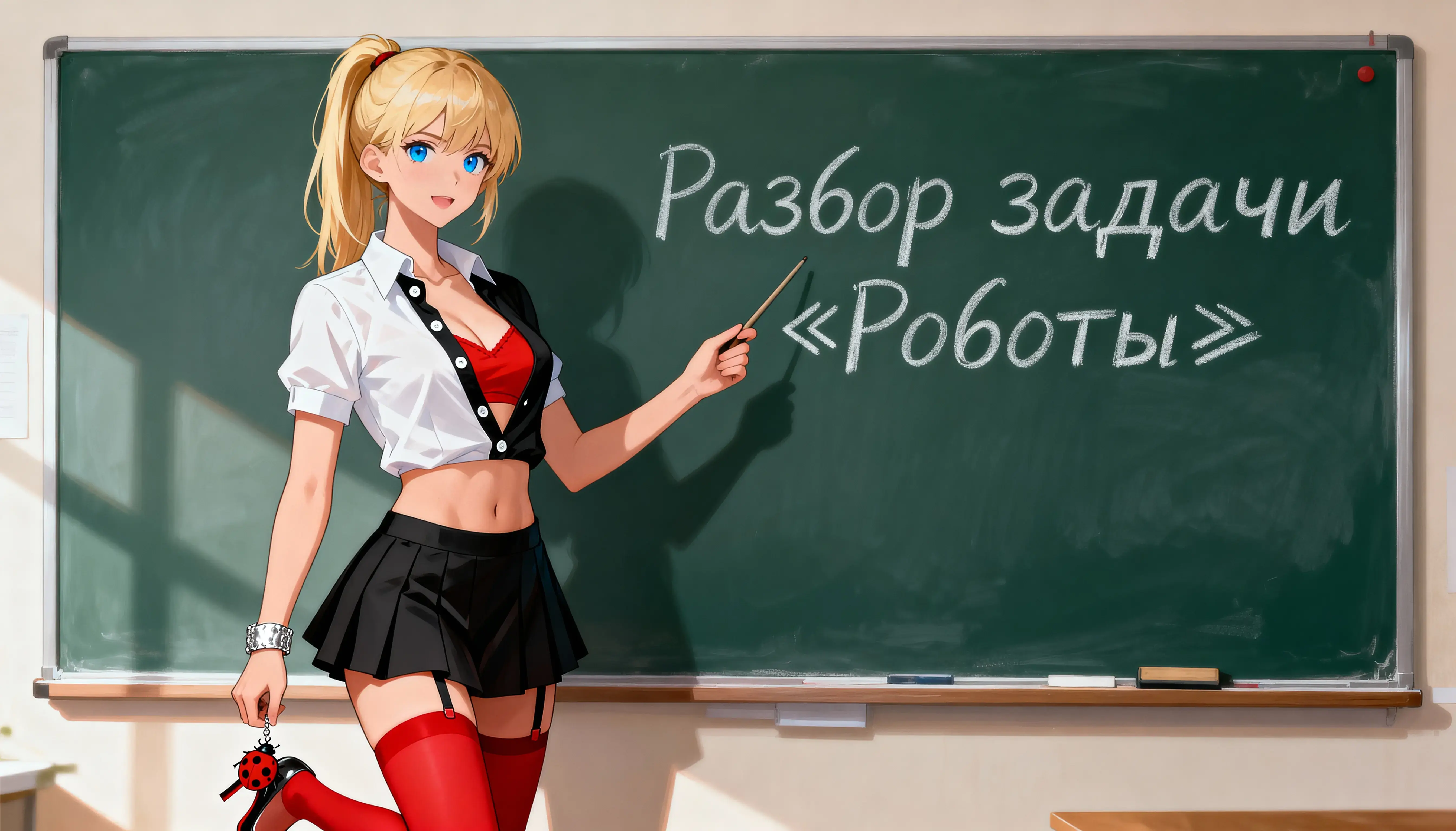 Пикси около школьной доски