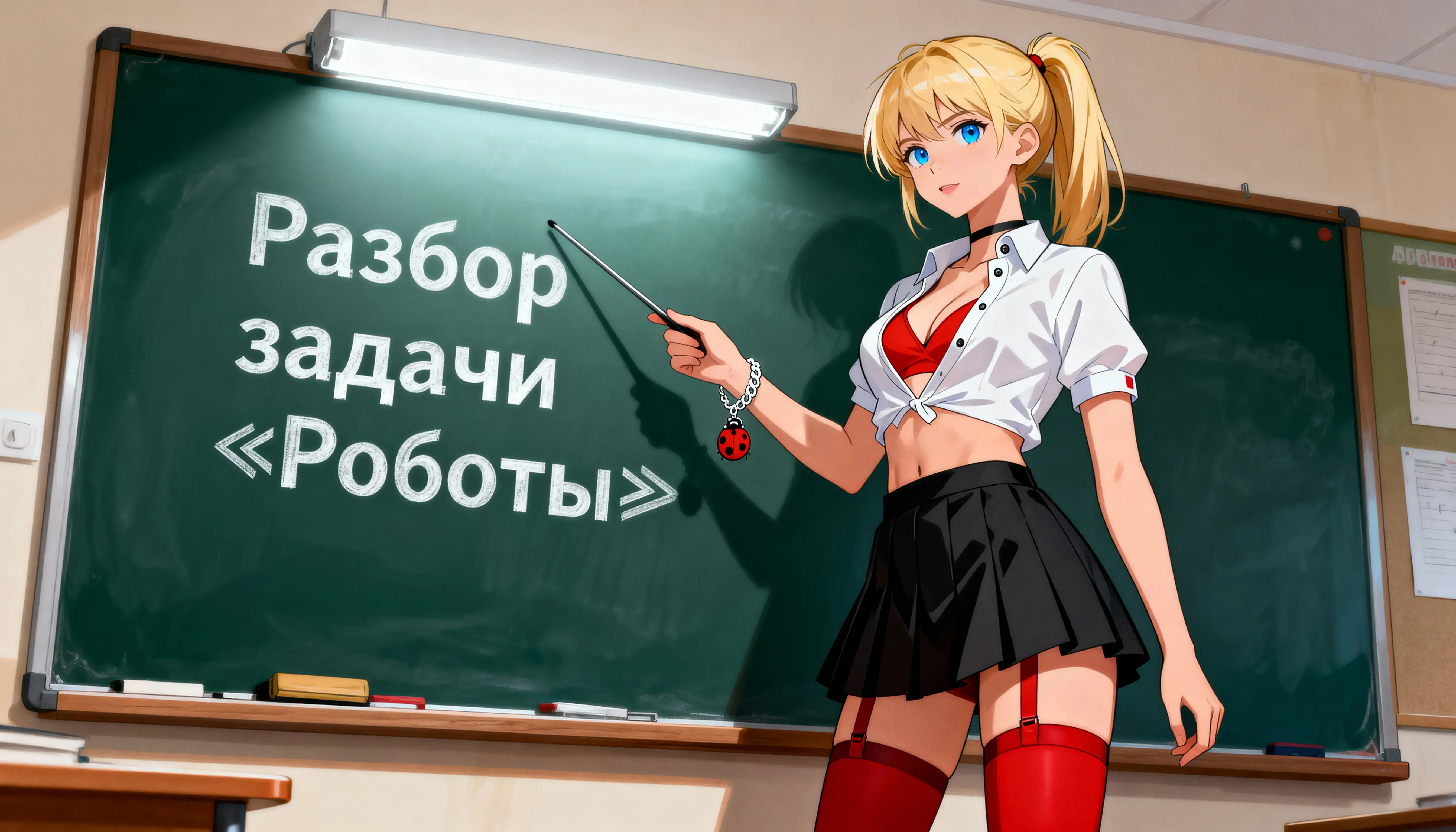 Пикси около школьной доски
