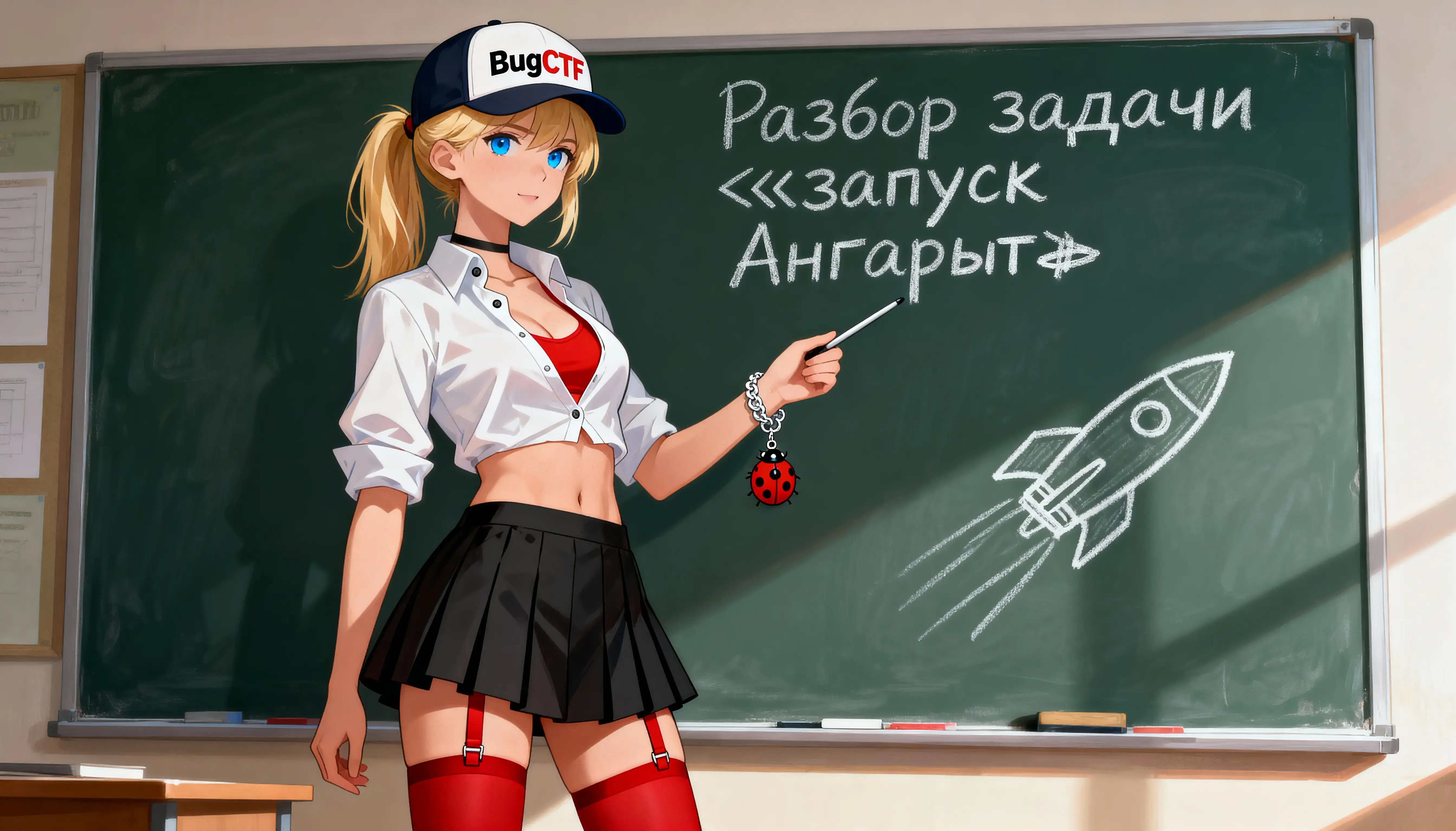 Пикси около школьной доски