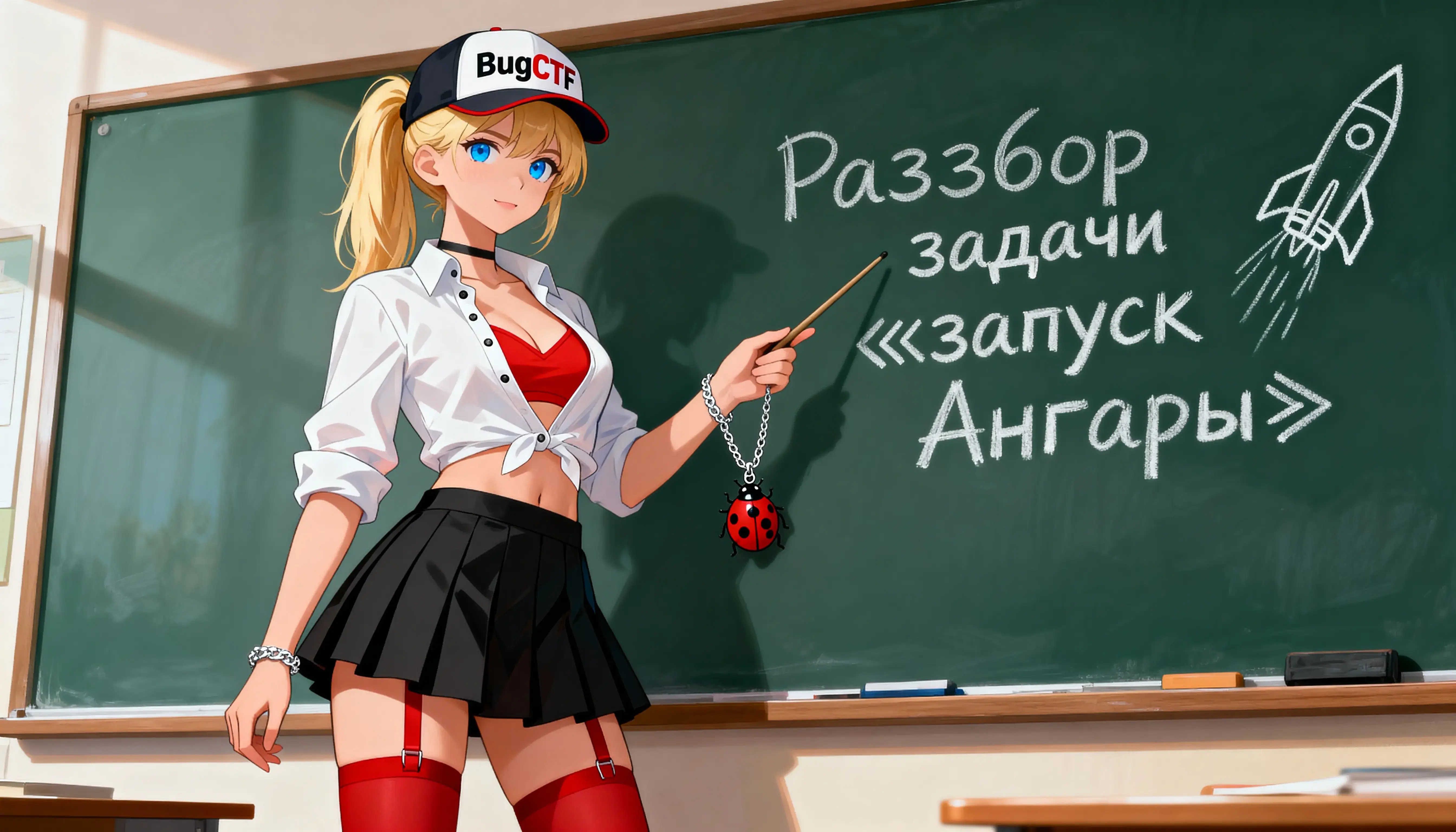 Пикси около школьной доски