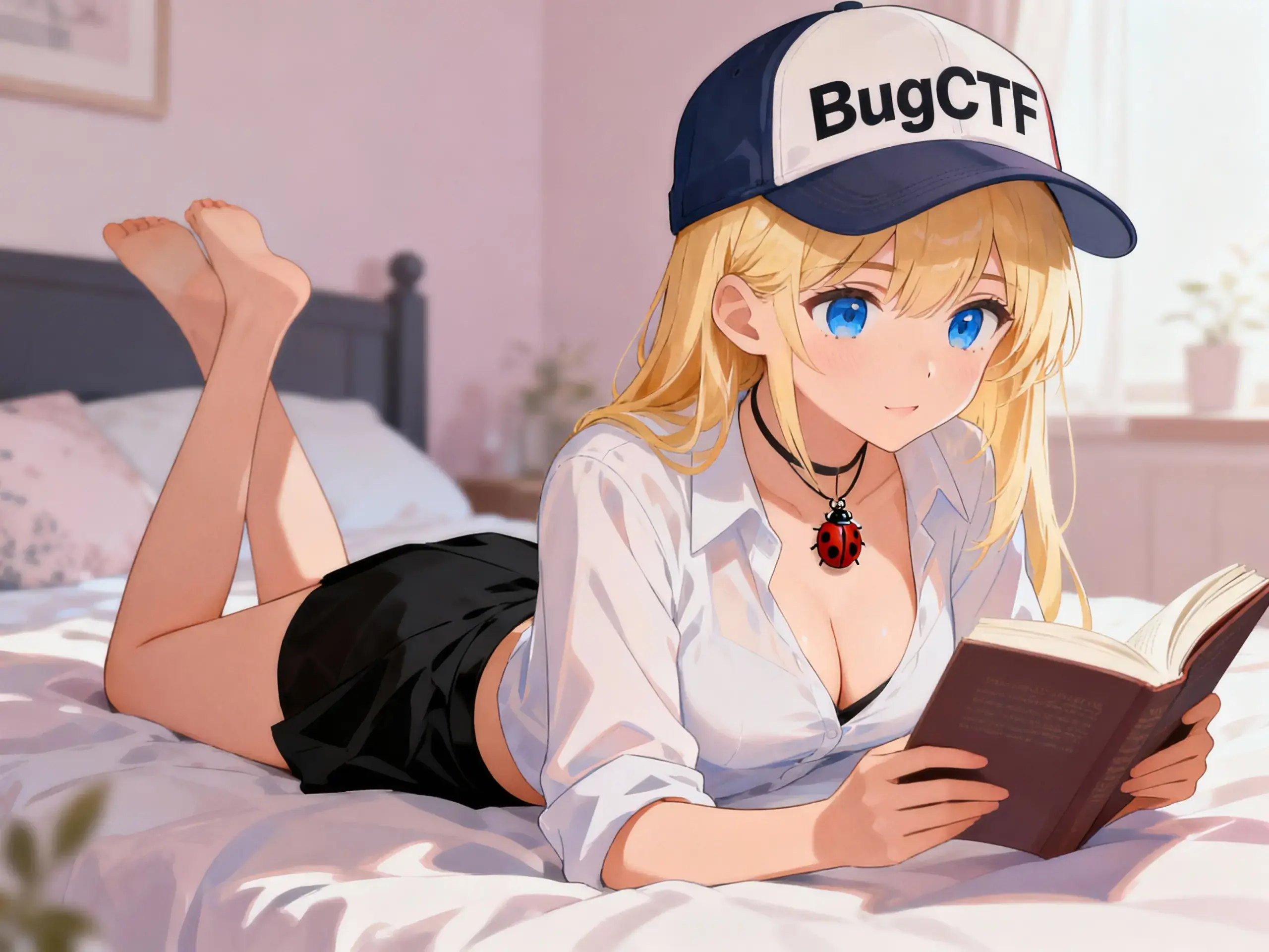 Пикси в кровати, с книгой