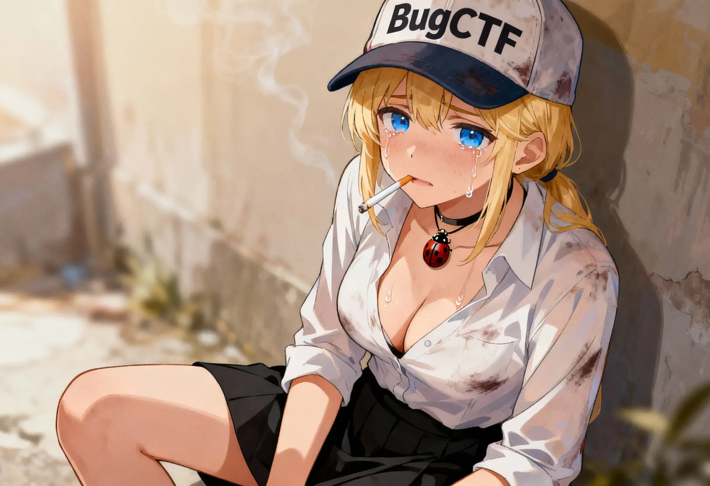 Пикси плачет с сигаретой