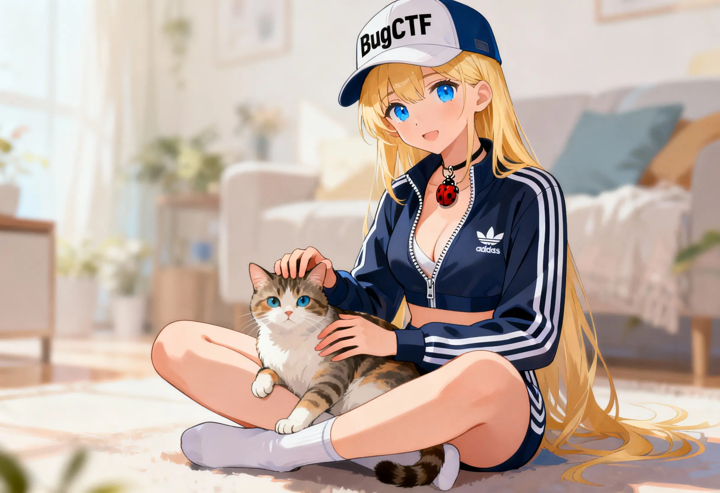 Пикси в спортивном костюме с котом