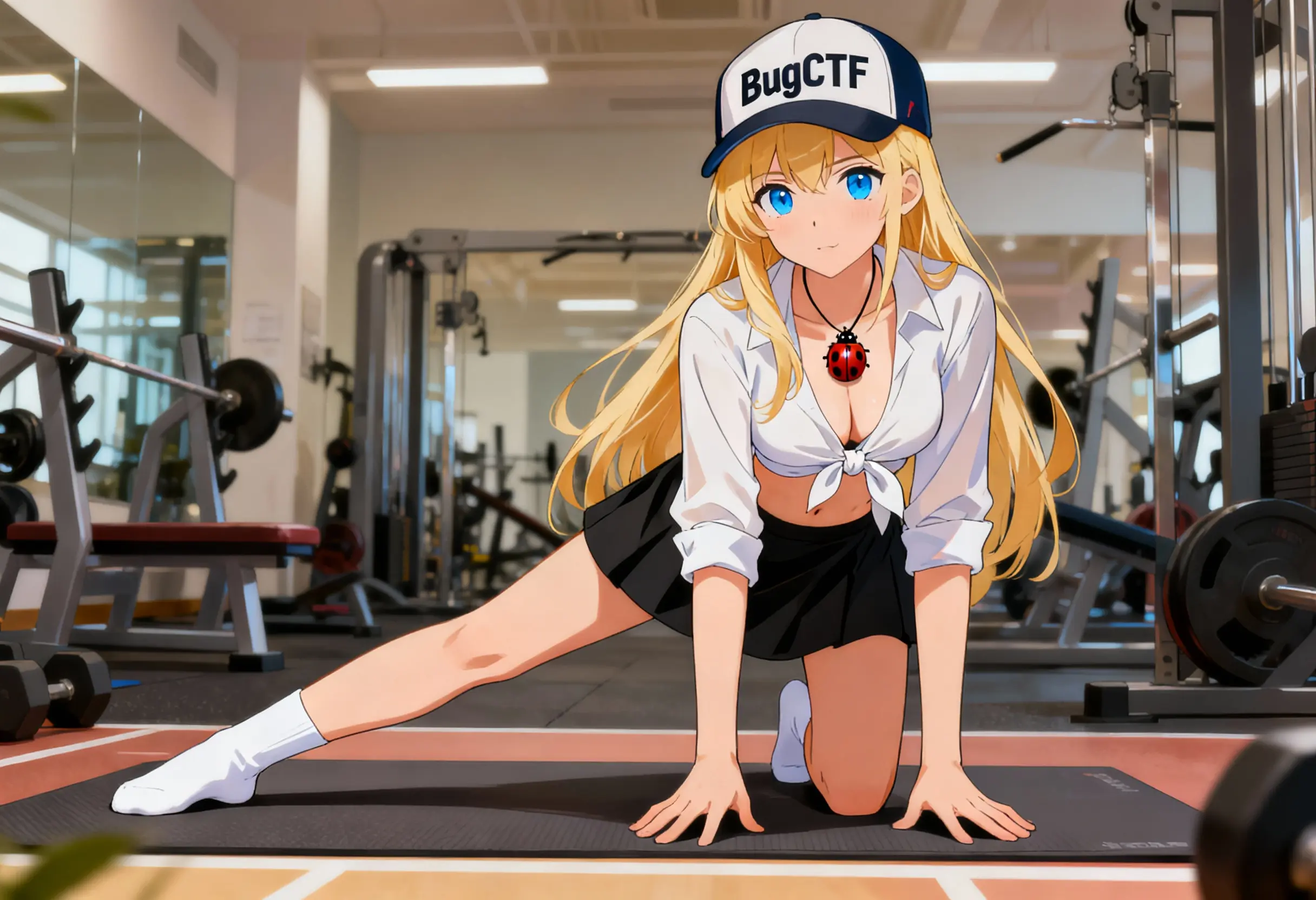 Пикси занимается спортом, в спортзале