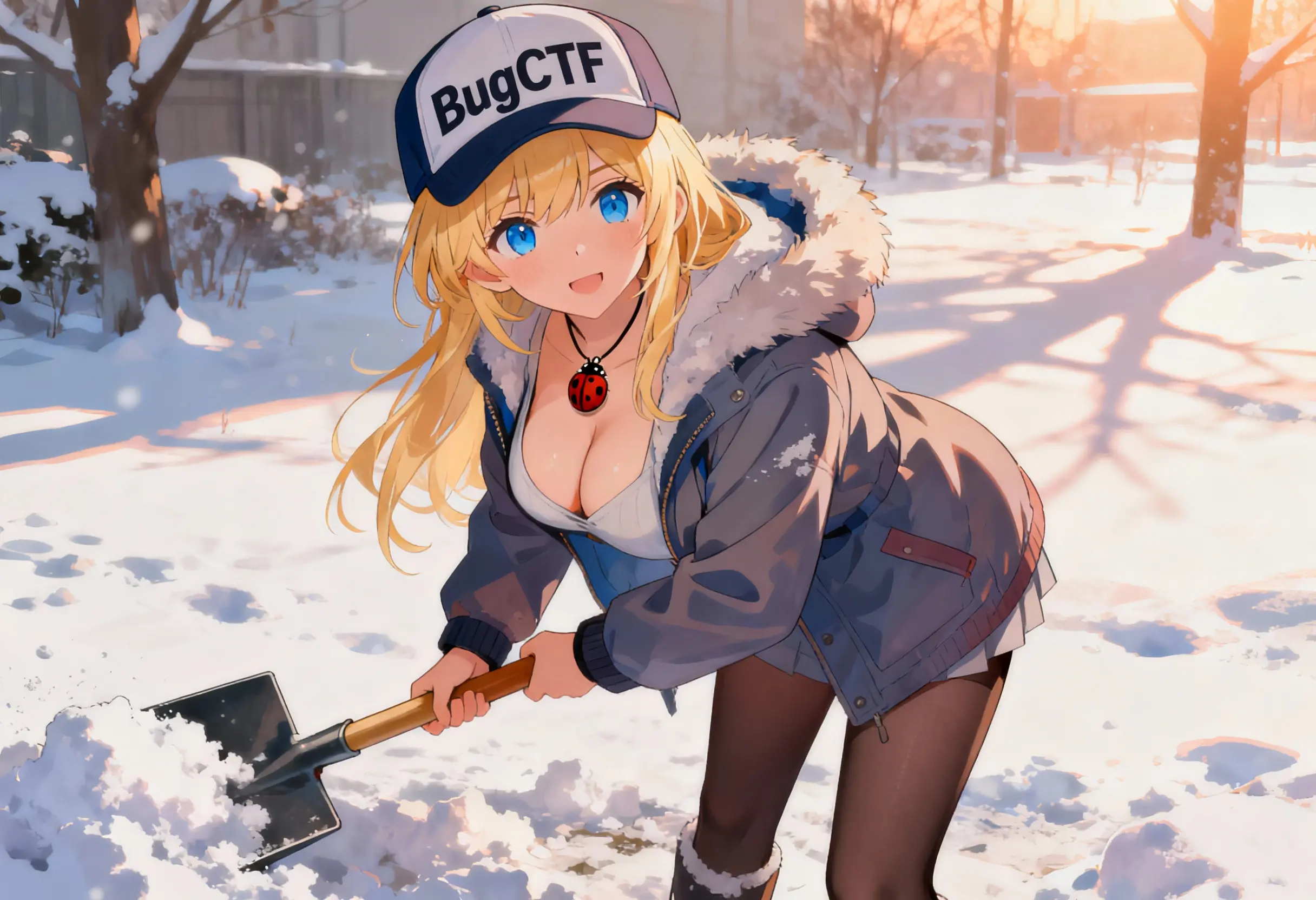 Пикси зимой с лопатой
