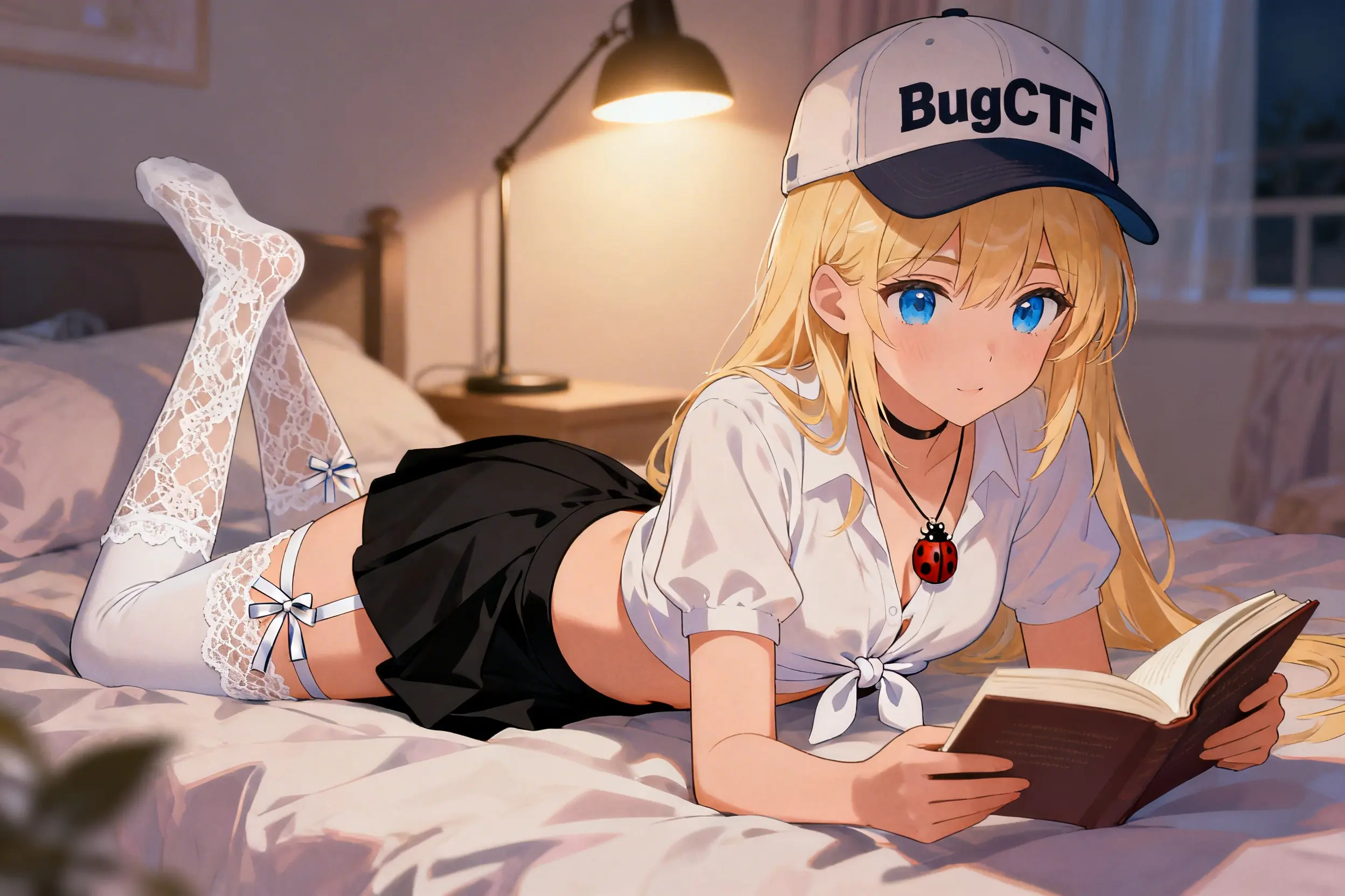 Пикси читает книгу в постели