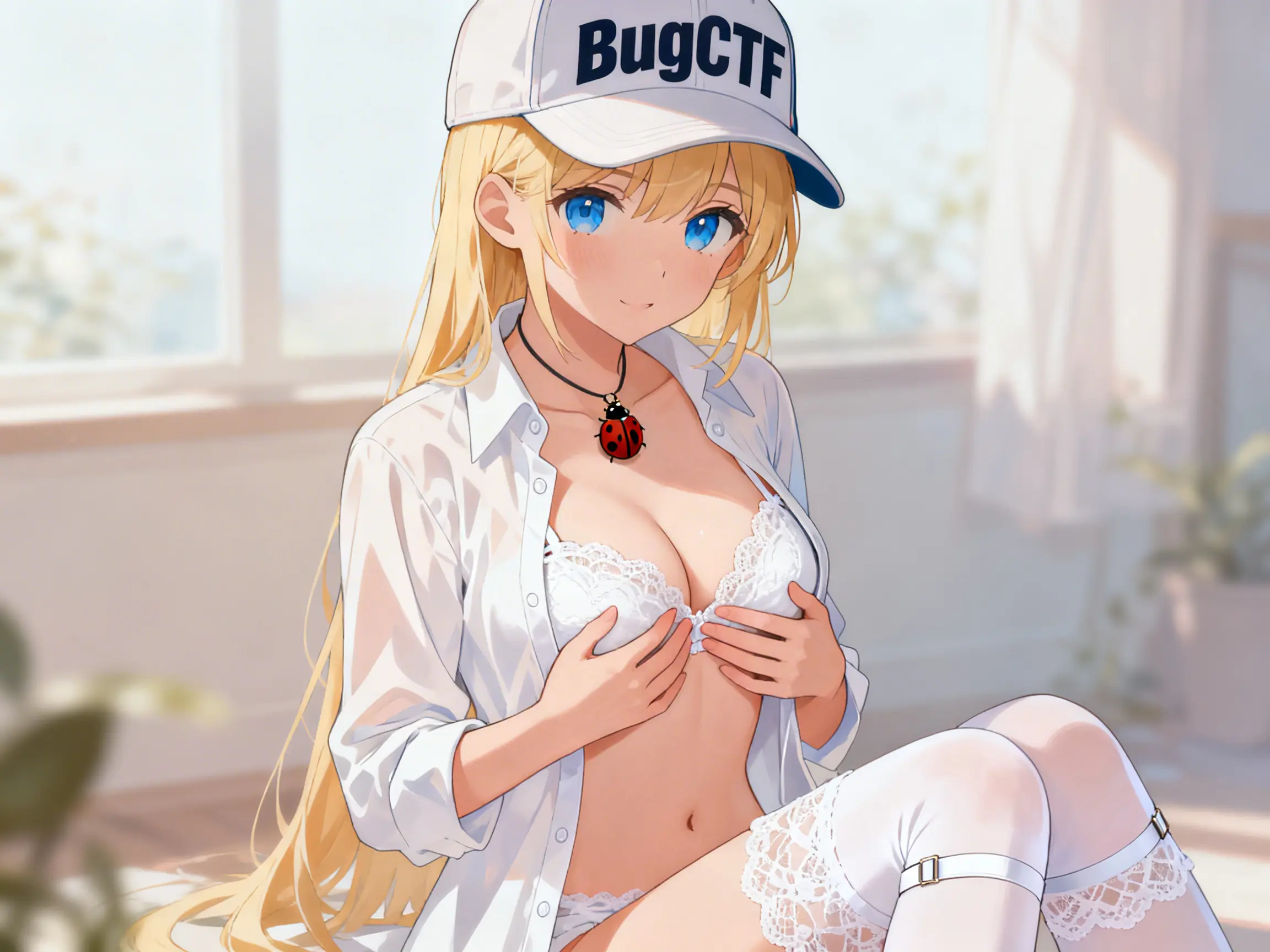 Пикси в белом белье в комнате 18+